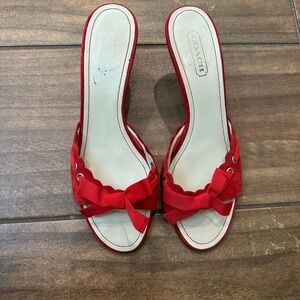 Vintage Coach Red Leather Kitten Heels